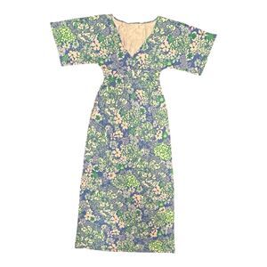 Lilly Pulitzer Parigi Boat Neck Maxi Size S Sunwashed Blue Plumes in Bloom